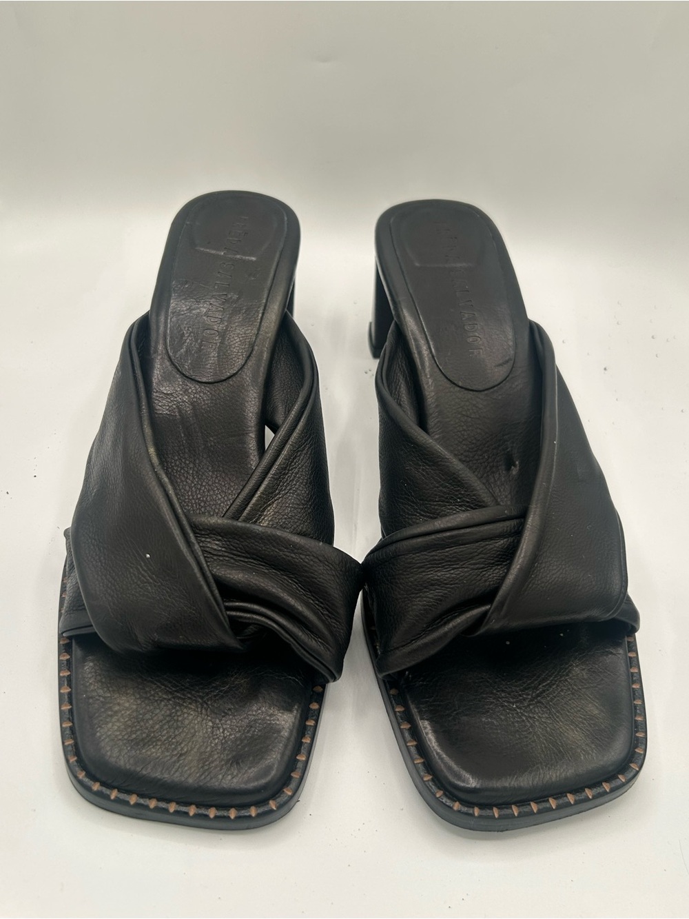 Freda Salvador Heeled Leather Slides View 2